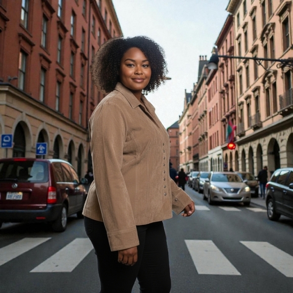 Coldwater Creek Jackets & Blazers - Coldwater Creek Vintage Tan Suede Button-Up Jacket 1X